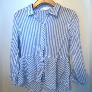 love Notes peplum cotton button down top medium junior